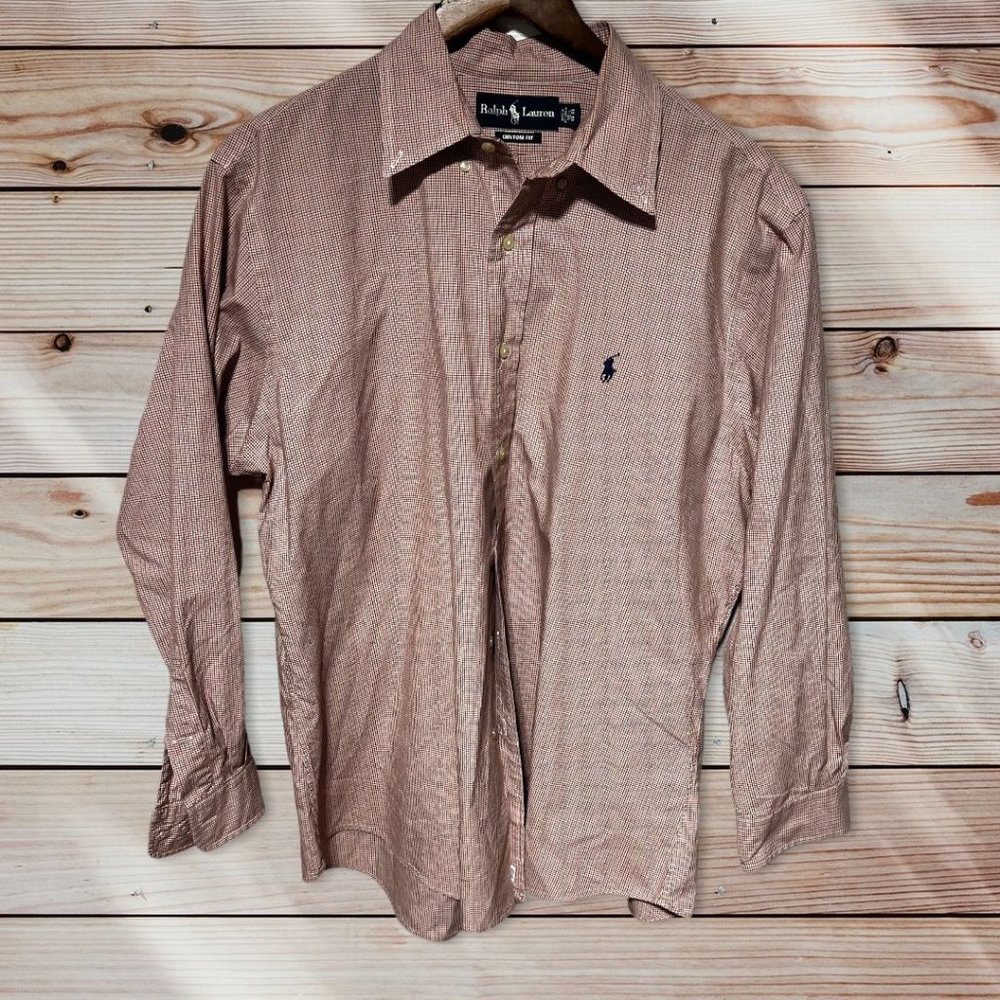 Ralph Lauren Plaid Button Down Shirt White/Orange/Blue Size Large